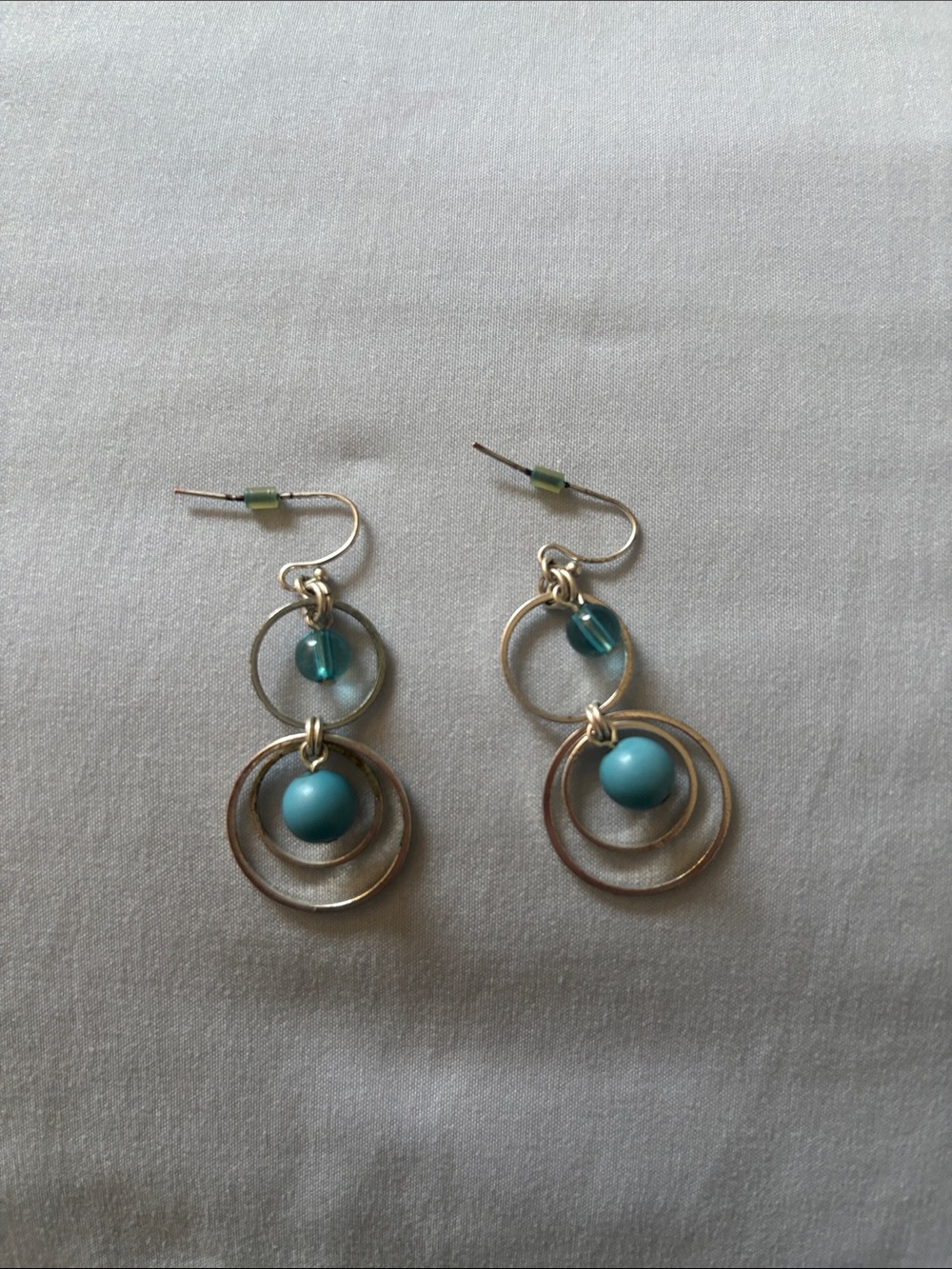 Turquoise Drop Hoop Earrings